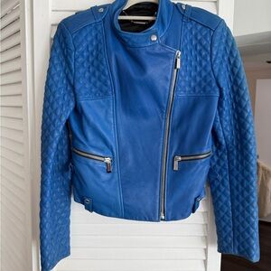Barbara Bui Blue Quilted Bomber Jacket
